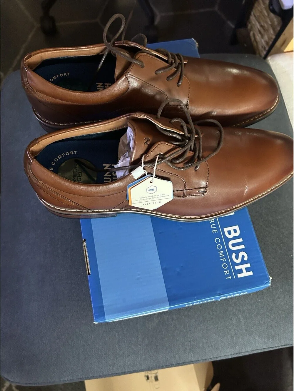 Nunn Bush Chase Plain Toe Oxford Men's Dress Casual Shoes - Cognac Multi